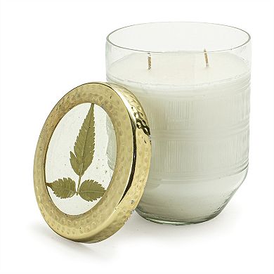 Dual Wick Glass Candle with Etched Container for Coffee Table and Console Styling