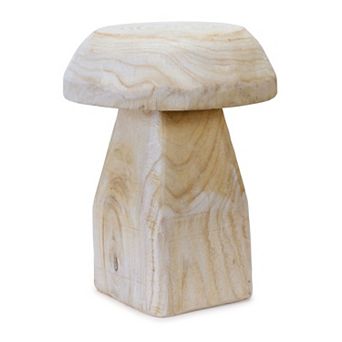 Mushroom Shape Wood Stool Display Pedestal for Potted Plants and Figurines Home Garden Decor