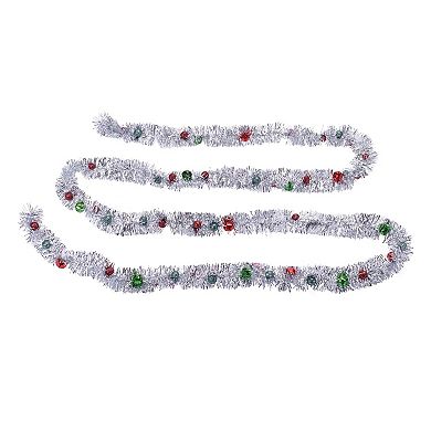 Tinsel Garland Set of 2, Sleigh Bells Glitter Ornaments Holiday Decor