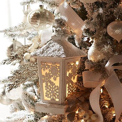 Snowflake Design LED Lantern for Coffee Table Entryway and Seasonal Home Decor