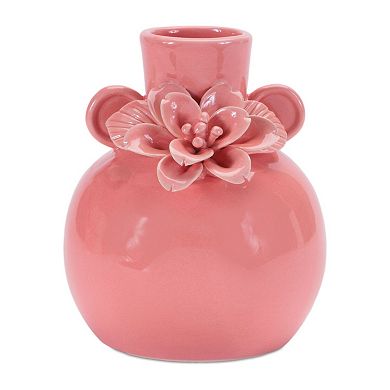 Decorative Stoneware Vases Set of 2 with Shiny Finish for Small Flowers or Greenery