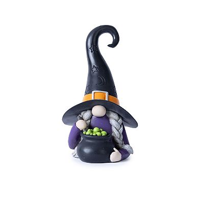 Set of 2 Witch Gnome Figurines for Halloween Tabletop Mantel and Shelf Decor
