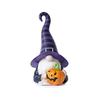 Set of 2 Witch Gnome Figurines for Halloween Tabletop Mantel and Shelf Decor