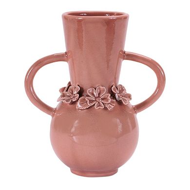 Stoneware Vase Set of 2 with Shiny Glaze for Coffee Table, Bookshelf, or Layered Display