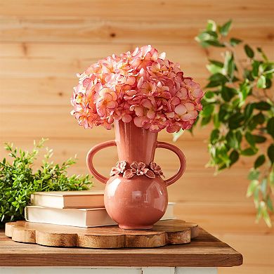 Stoneware Vase Set of 2 with Shiny Glaze for Coffee Table, Bookshelf, or Layered Display