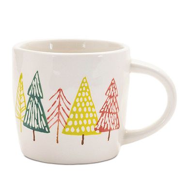 4Pc Ceramic Mugs Pine Tree Pattern Coffee Tea Hot Cocoa Drinkware Set