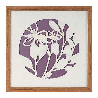 Set of 2 Floral Wall Art Framed Prints with Layered Design and Matte Border Square Wall Decor