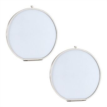 Set of 2 Round Photo Frames for Tabletop Display Desk Shelf and Home Decor Styling