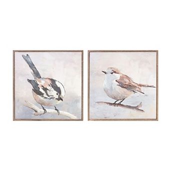 Bird Wall Art Set of 2 Wood Canvas Bird Branch Gallery Wall Decor Entryway Living Room