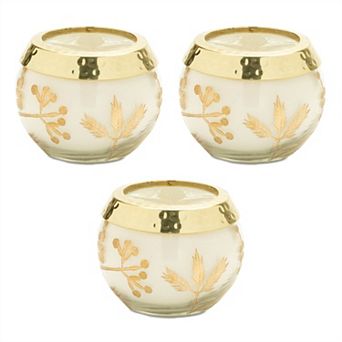 Set of 3 Scented Glass Candles for Tabletop Decor and Indoor Shelf Styling