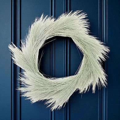 Pine Wreath With Frosted Long Needle Foliage For Front Door, Wall Decor, Entryway Styling