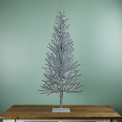 Tinsel Pine Tree Decoration for Entryway Corner and Seasonal Home Display