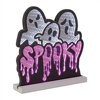 Triple Stacked Ghost LED Light Acrylic Halloween Shelf Accent Decor