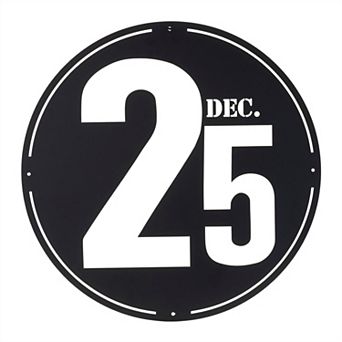 Dec 25 Metal Wall Sign Iron Cut Silhouette Christmas Holiday Decor Modern Entryway Accent