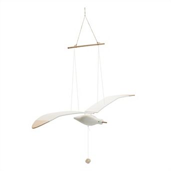 Coastal hanging bird decor wooden silhouette rope knot wall art beach themed display