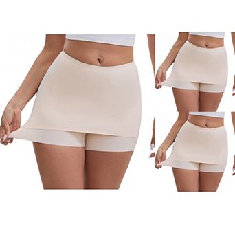 3 Packs Women's Anti Chafing Hip-Lifting Mid Rise Tummy Control Elastic Slim Shorts Under Dress