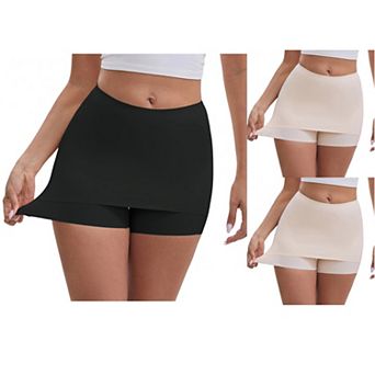3 Packs Women's Anti Chafing Hip-Lifting Mid Rise Tummy Control Elastic Slim Shorts Under Dress