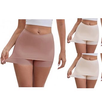 3 Packs Women's Anti Chafing Hip-Lifting Mid Rise Tummy Control Elastic Slim Shorts Under Dress