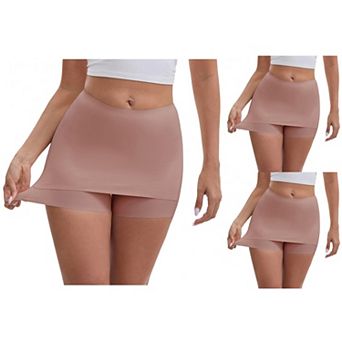 3 Packs Women's Anti Chafing Hip-Lifting Mid Rise Tummy Control Elastic Slim Shorts Under Dress