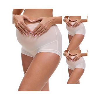 3 Packs Women's Full Coverage Maternity Underwear High Waisted Ice Silk Invisible Breathable Panties
