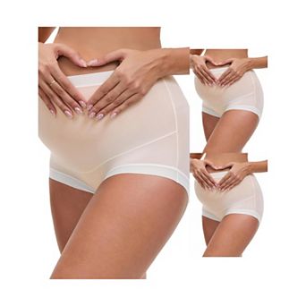 3 Packs Women's Full Coverage Maternity Underwear High Waisted Ice Silk Invisible Breathable Panties
