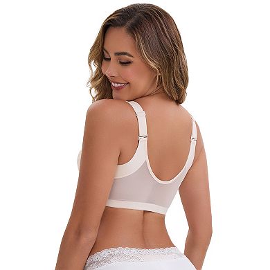 3 Packs Women's DeepV Adjustable Straps Underwire Support Minimizers Push-Up Front Closure Lace Bras