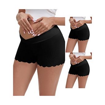 3 Packs Women's Ice Silk Anti-Chafing Maternity Knickers High Rise Tummy Support NoTrace Panties