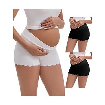 3 Packs Women's Ice Silk Anti-Chafing Maternity Knickers High Rise Tummy Support NoTrace Panties