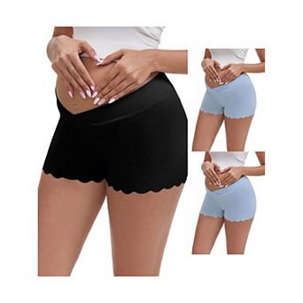 3 Packs Women's Ice Silk Anti-Chafing Maternity Knickers High Rise Tummy Support NoTrace Panties