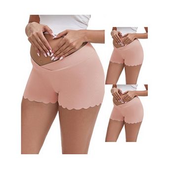 3 Packs Women's Ice Silk Anti-Chafing Maternity Knickers High Rise Tummy Support NoTrace Panties