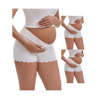 3 Packs Women's Ice Silk Anti-Chafing Maternity Knickers High Rise Tummy Support NoTrace Panties
