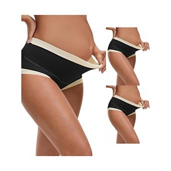 3 Packs Women's Maternity Full Coverage Briefs High Waisted Elasticity Invisible Panties