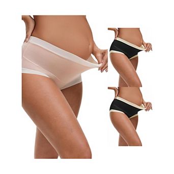 3 Packs Women's Maternity Full Coverage Briefs High Waisted Elasticity Invisible Panties