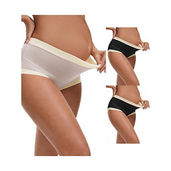 3 Packs Women's Maternity Full Coverage Briefs High Waisted Elasticity Invisible Panties