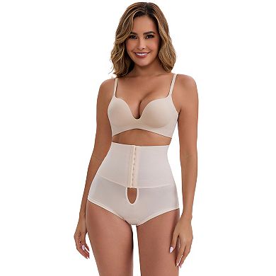 3 Packs Women's High-Waisted Shaper Knickers Front Hook Closure TummyControl Half-Hip Shaping Shorts