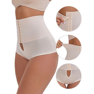 3 Packs Women's High-Waisted Shaper Knickers Front Hook Closure TummyControl Half-Hip Shaping Shorts