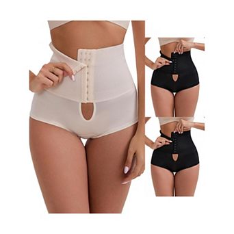 3 Packs Women's High-Waisted Shaper Knickers Front Hook Closure TummyControl Half-Hip Shaping Shorts