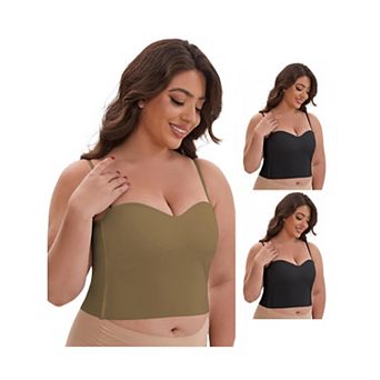 3 Packs Women's Adjustable Spaghetti Straps Wireless Padded Camisole SlimFit SweetheartNeck Tank Top
