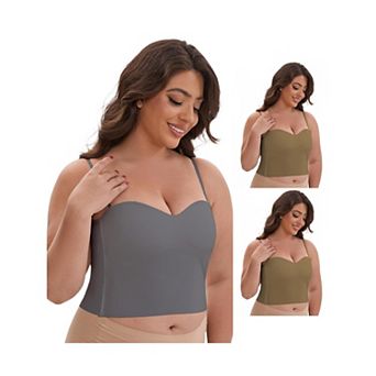 3 Packs Women's Adjustable Spaghetti Straps Wireless Padded Camisole SlimFit SweetheartNeck Tank Top