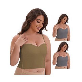 3 Packs Women's Adjustable Spaghetti Straps Wireless Padded Camisole SlimFit SweetheartNeck Tank Top