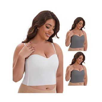 3 Packs Women's Adjustable Spaghetti Straps Wireless Padded Camisole SlimFit SweetheartNeck Tank Top
