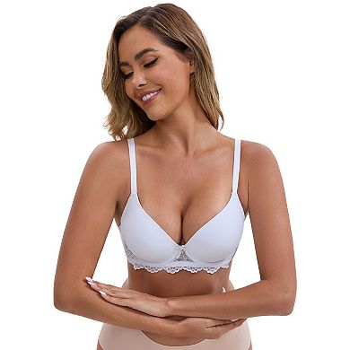 3 Packs Women's Lace Plunge Push Up Underwired Bra Adjustable Spaghetti Straps Smoothing Lingerie