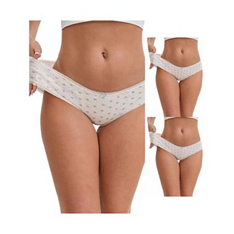 3 Packs Women's Flower Print Mid-Waisted Full Coverage Briefs Elastic Breathable Cotton Underwear