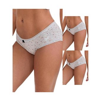 3 Packs Women's Flower Print Mid-Waisted Full Coverage Briefs Elastic Breathable Cotton Underwear