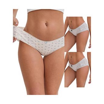 3 Packs Women's Flower Print Mid-Waisted Full Coverage Briefs Elastic Breathable Cotton Underwear