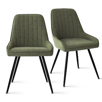 Set of 2 Modern Fabric Dining Chairs Upholstered Side Chairs with Metal Legs