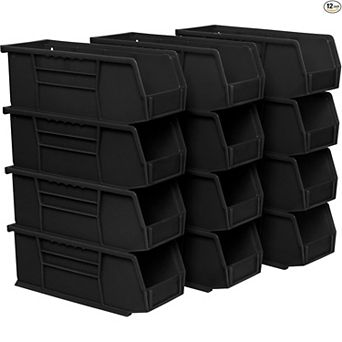 Black Stackable Bins 12 Pack