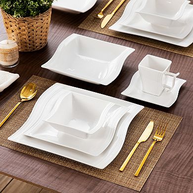 36-pcs Porcelain Dinnerware Set for 6, incl. Dinner, Dessert, Soup Plate, Coffee Cup, Saucer, Bowl