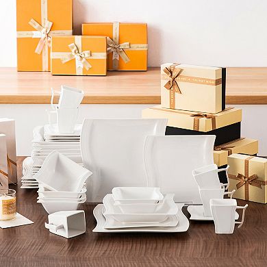 36-pcs Porcelain Dinnerware Set for 6, incl. Dinner, Dessert, Soup Plate, Coffee Cup, Saucer, Bowl