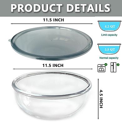 6.3 Qt Glass Mixing Bowl with Lid